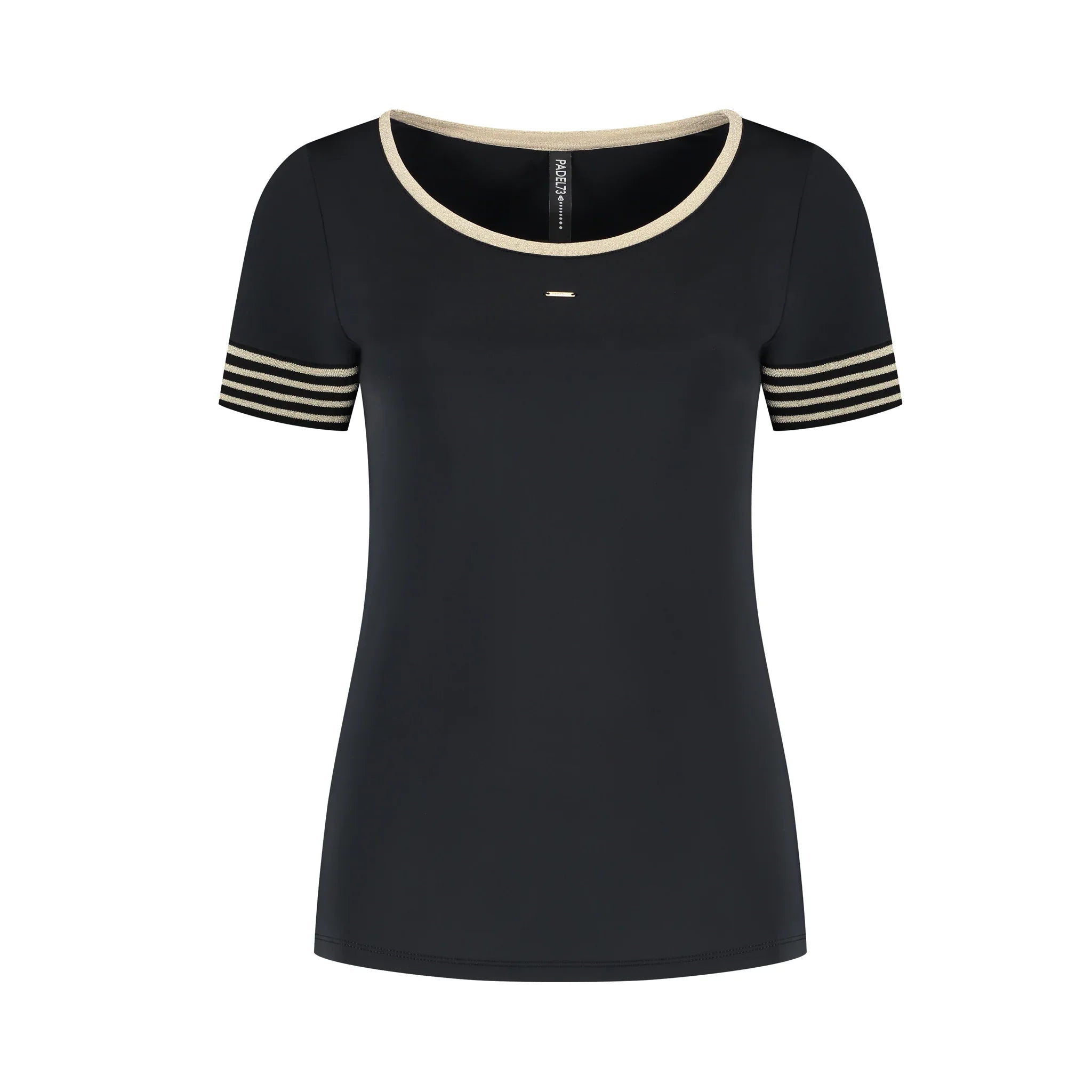 Golden Trims Round Neck - Black - Padel73