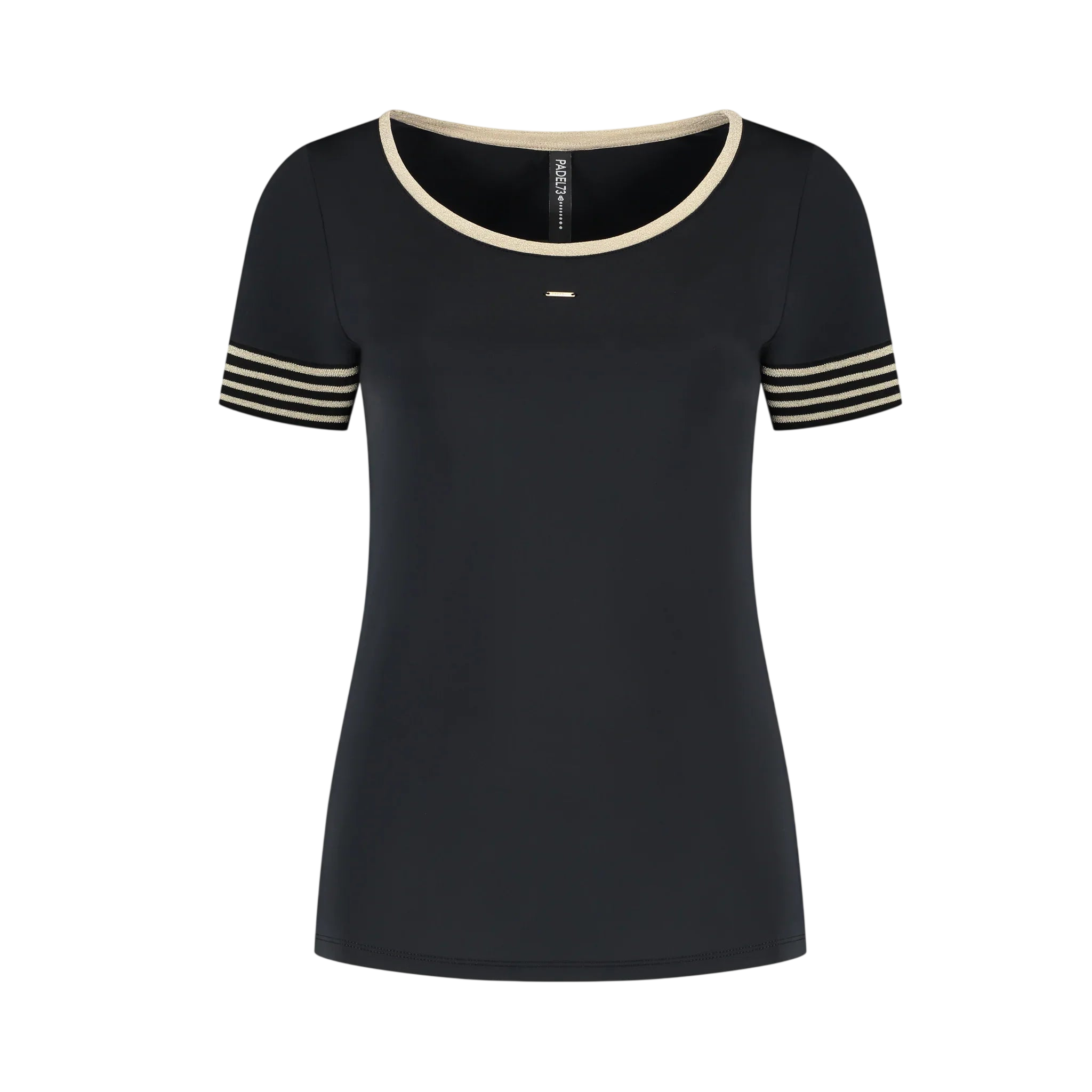 Golden Trims Round Neck - Black - Padel73