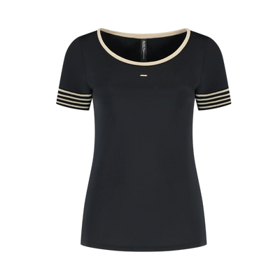Golden Trims Round Neck - Black - Padel73
